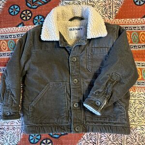 Old Navy Shacket Heritage Green Corduroy Sherpa Jacket Toddler size 2T